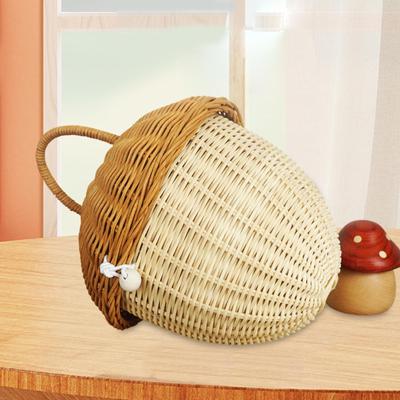 Handwoven Rattan Basket Picnic with Handle Wedding Home Decoration Handheld Flower