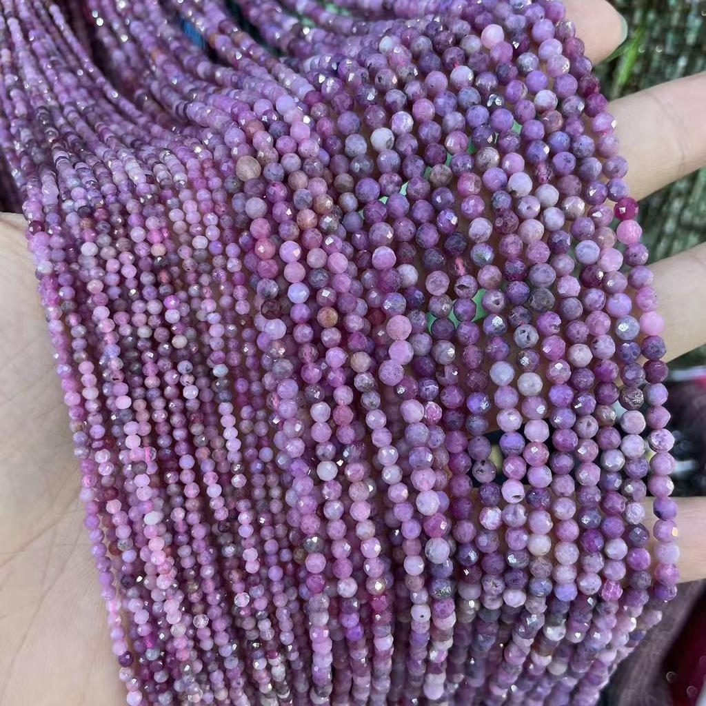 Natural Ruby Faceted Round Beads (2-4mm) for DIY Jewelry Making - Semi-finished for Bracelets and Necklaces