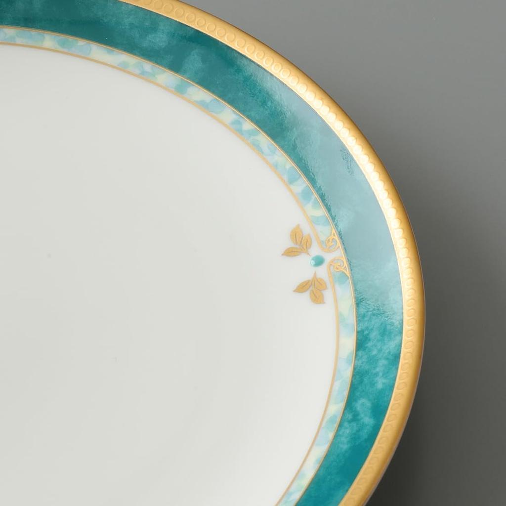 NARUMI Caress Plate, 16cm, Green, Floral Rose Design, Elegant, Stylish, Cute, Cake Plate, Flat Plate, Made in Japan, Gift Boxed, 52560-1225