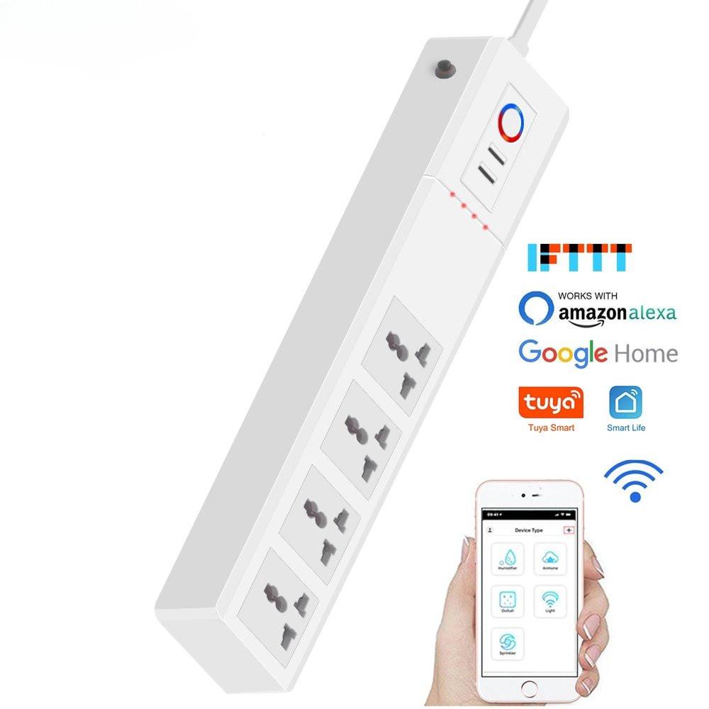Home Office Portable WiFi Smart Power Strip Universal Outlets Sockets Dual USB Remote Control Surge Protector