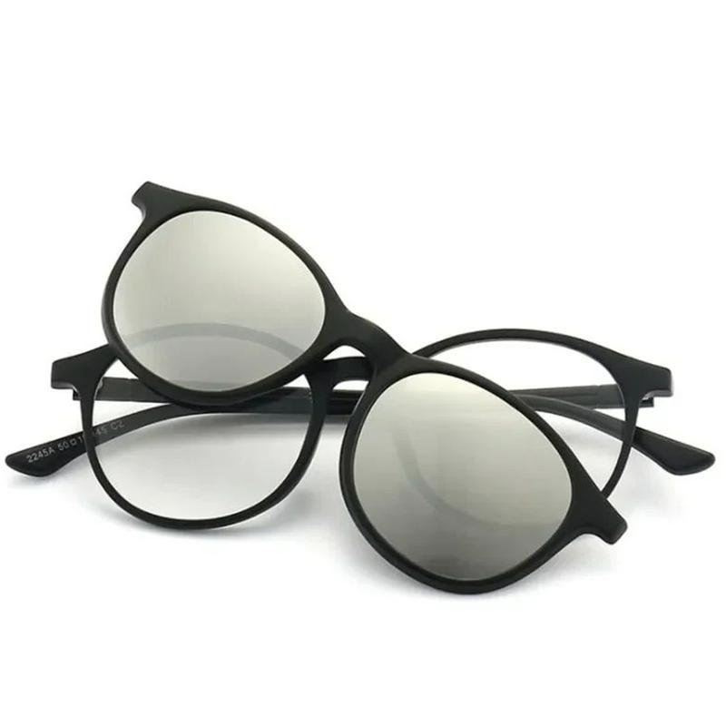 2245 Magnet Clip Round Myopia Glasses 0 -0.5 -1.0 -2.0 To -6.0  Hyperopia Sunglasses +0.5 +1.0 +2.0 To +6