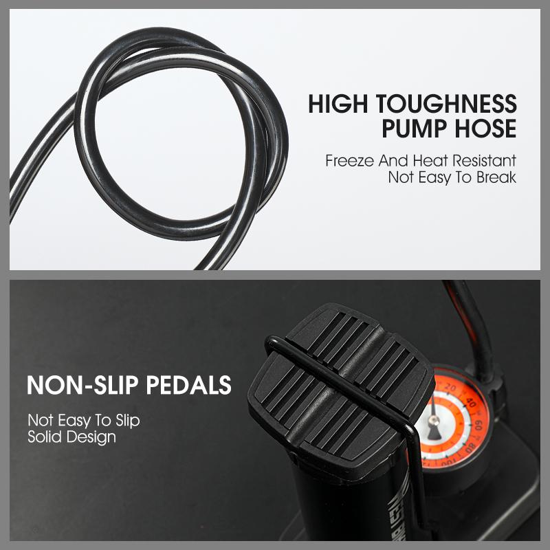 WEST BIKING Bike Foot Pump 160PSI High Pressure Portable Bicycle Tire Inflator with Gauge for Schrader Presta Valves MTB Bike