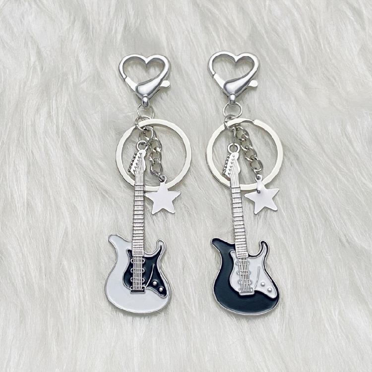 Guitar Keychain Musical Instrument Keyring Creative Star Charm Fashion Y2k Gift