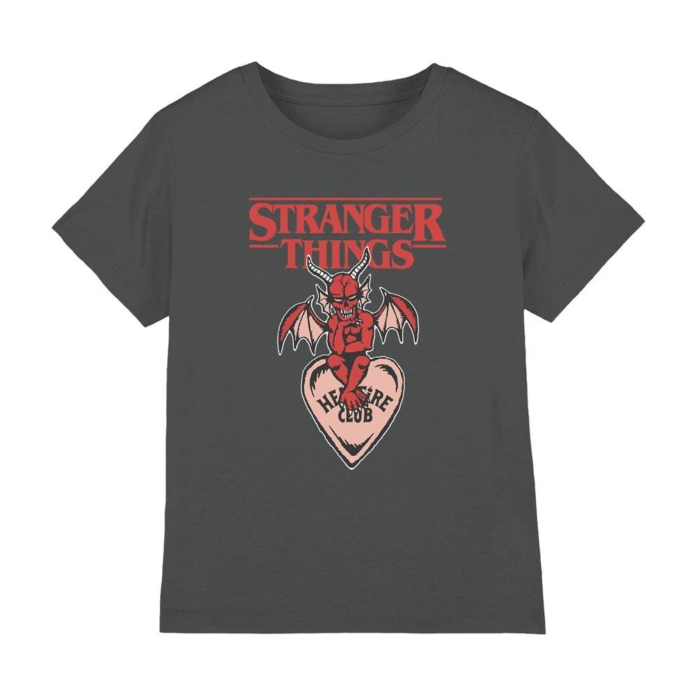 Детская футболка Stranger Things Hellfire Heart, 7-13 лет, угольно-серая 2XL