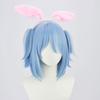 Usada Pekora Cosplay Wig, Blue To White Gradient, Heat-Resistant Wig (Bob Style, No Ears)
