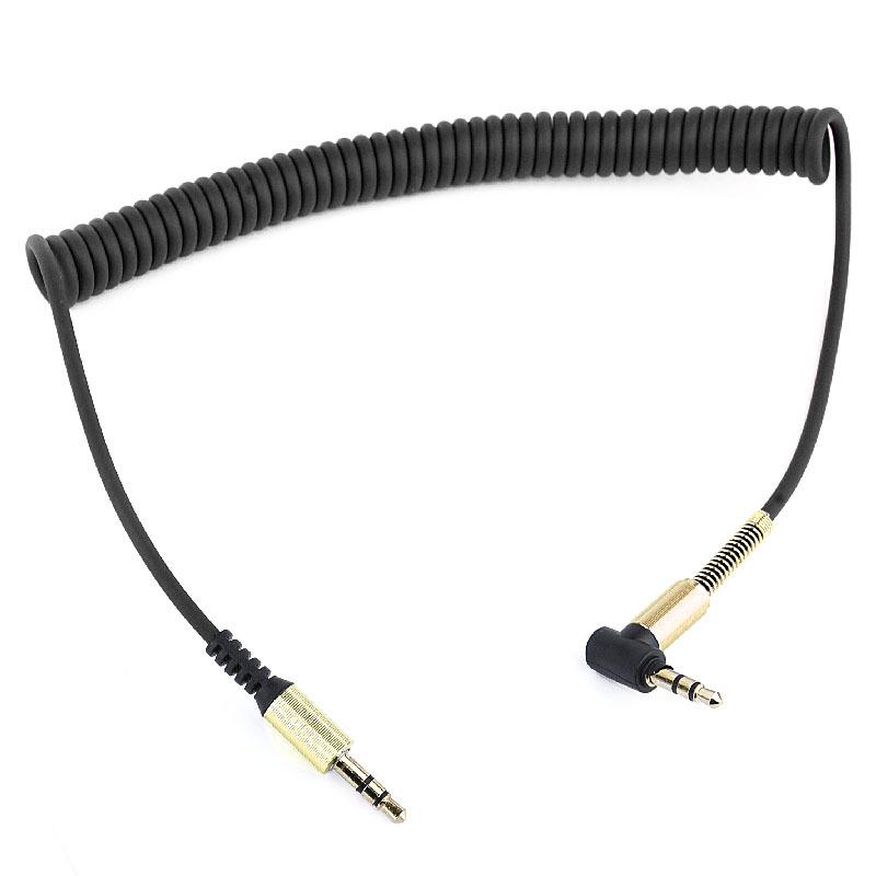 Retractable 1.5m AUX Audio Cable 3.5mm Male-to-Male, Elbow To Straight Head for Car Connection.