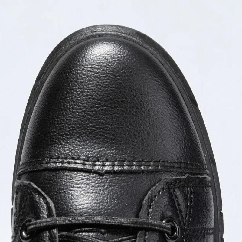 Ankle Boots for Men Motorcycle Boots PU Leather Men's Sports Shoes Autumn Winter Comfort High-top Casual Fashion Platform Boots