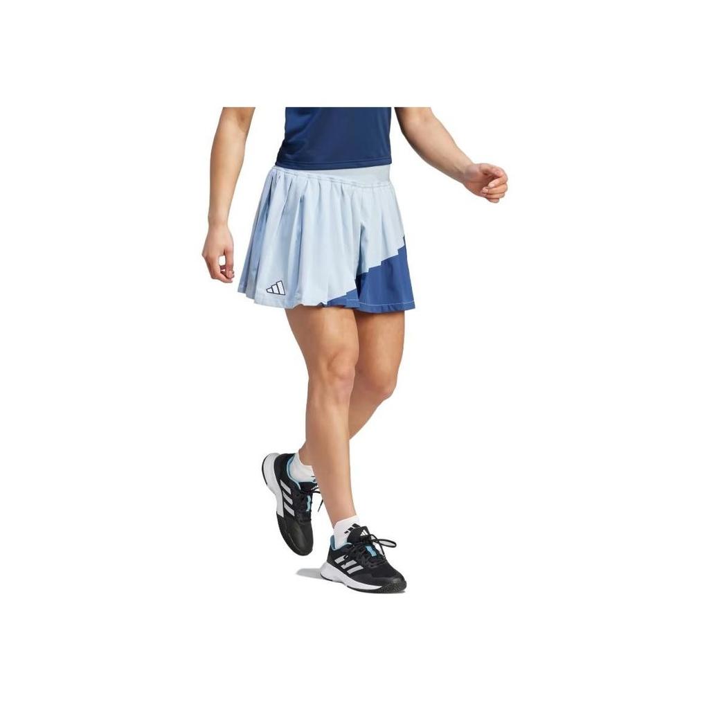 Adidas Clubhouse Color Block Pleated Tennis Skirt With Inner Shorts Women Blue II8051