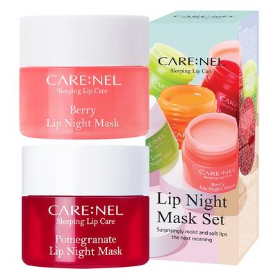 Carenel Lip Night Mask Berry 5g + Pomegranate 5g Set, 2 Sheets, 1 Pcs