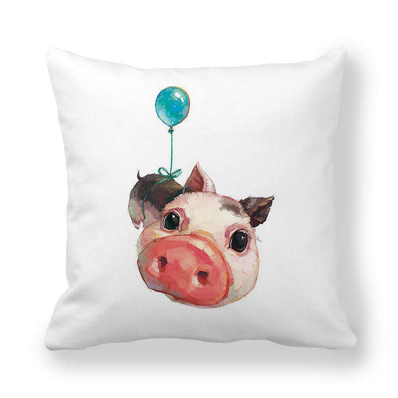 Cartoonish Cute Animal Patterns Digital Printing Short Plush Pillow Covers For Car Sofa Office Cushion Cover Home Goods