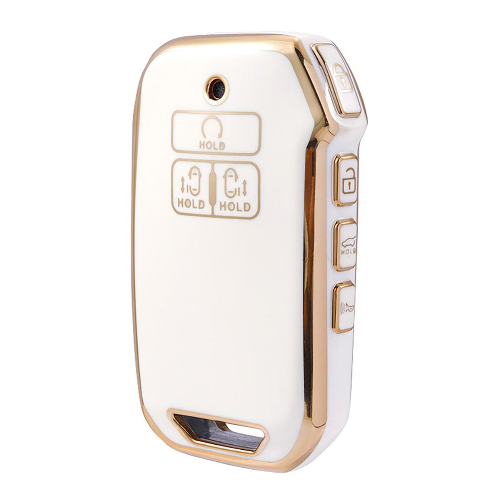 7 Button TPU Car Remote Key Case Cover Shell For Kia K5 K3 K4 Carnival 2021 2024 Sedona 7 Gold Edge Key Shell Keychain Keyring
