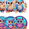 4Pcs Wooden Diamond Painting Coasters Round Diamond Painting Placemats for Beginners Adults Art Craft Supplies for Table Decor