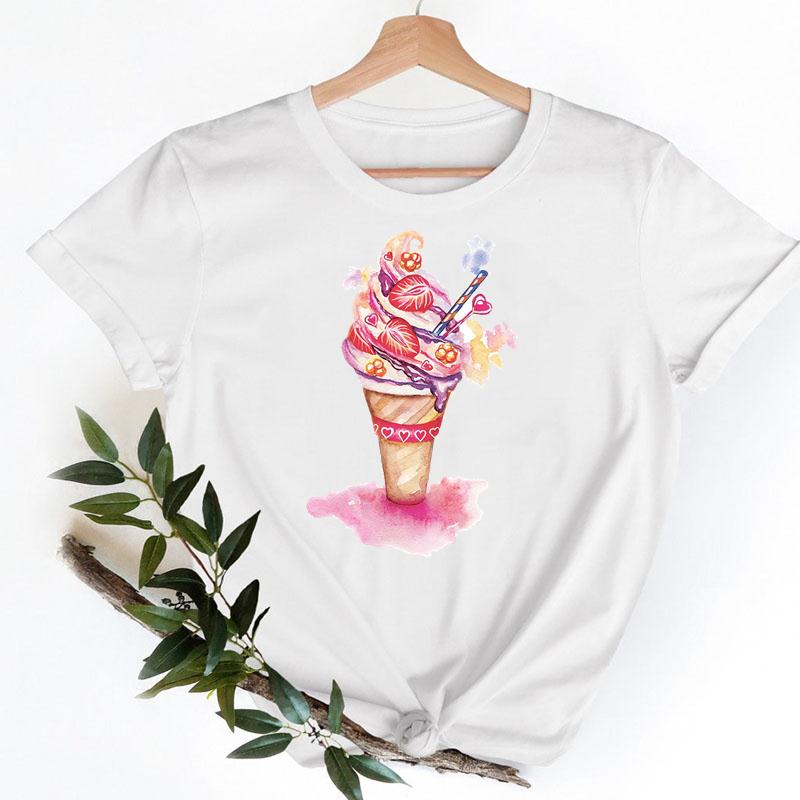 Tee Shirt T Fish Watercolor Printing Women Casual Fashion Tshirt Top Female Lady Clothes Short Sleeve Graphic Tshirts