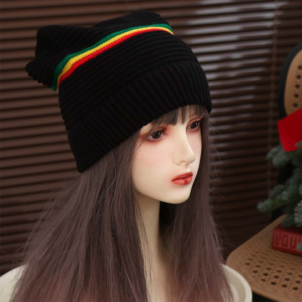 Striped Color Weaving Reggae Hat Hip Hop Hat Skull Caps Jamaica Knitted Hat  Winter Autumn