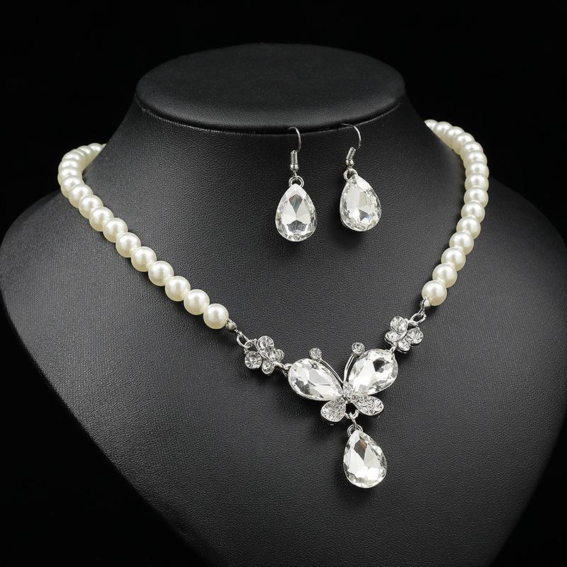 3pcs Luxury Bridal Zircon Zircon Zircon Set Collarbone Necklace Earrings Light Luxury Wedding Accessories for Bride