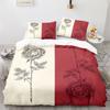 Rote Rose Königin König Bettbezug 3D Schönes Blumen-Thema Bettwäsche-Set Für Frauen Mädchen Romantische Florale Bettdecke Kissenbezug