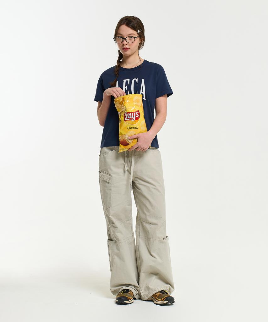 AECA (Woman) Aeca Symbol Felt Half Sleeve Tee-Navy