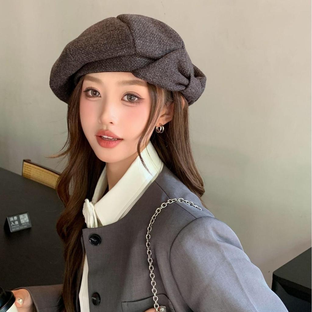 2025 Large Bow Beret for Women: Summer/Autumn Painter Style for Larger Head, Slim Face Effect
