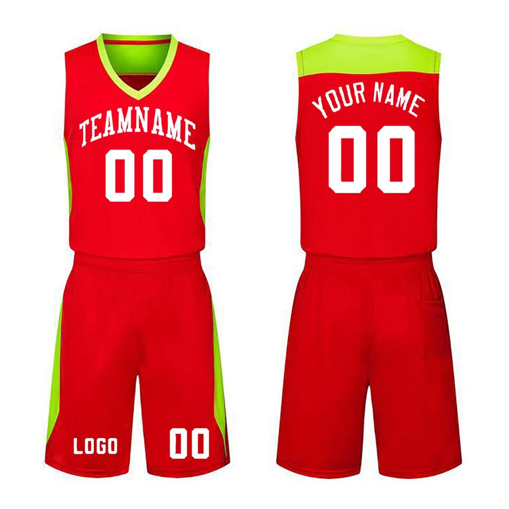 Custom Basketball Jersey Set Sleeveless Top and Shorts Two Piece Athletic Uniform for Team Men Women Youth Personalized Number