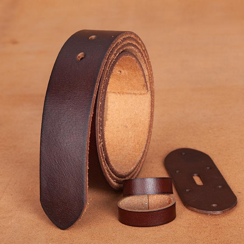 Curea retro spălată pentru bărbați din piele de vacă stratul întâi, cataramă cu pin piele naturală casual versatilă curea fără cataramă pentru bărbați
