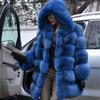 Autumn and Winter Imitation Fur Fox Hair Long Long Sleeve Fashion Hat Fur Coat Women's Coat