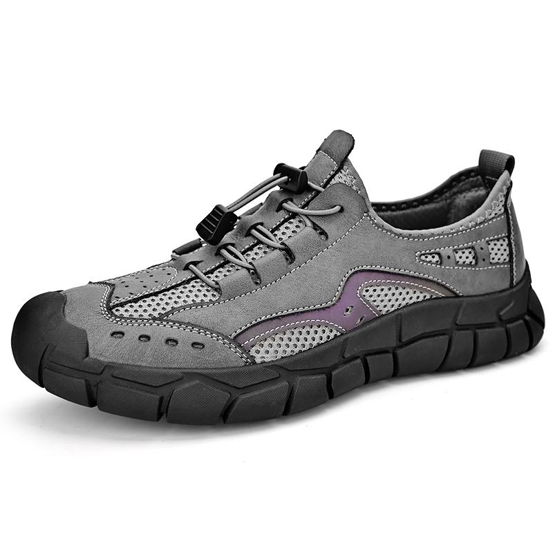 Fashion New Trend Mens Leather Casual Shoes Outdoor Comfortable Sneakers Fashion Soft Man Hiking Shoes Classic Non-slip Treking Footwear