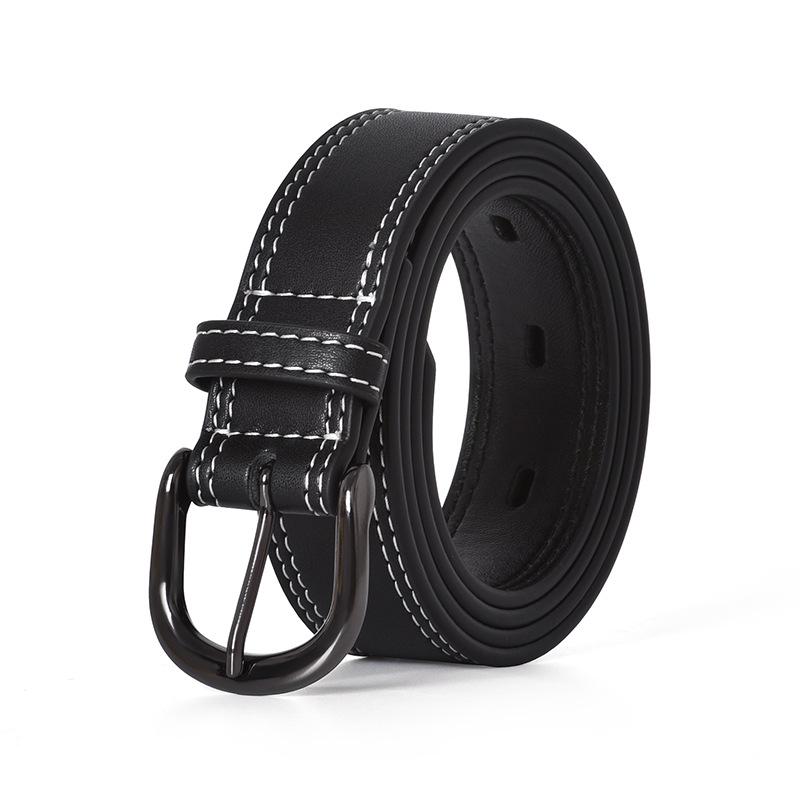 

Модный ремень унисекс в гонконгском стиле с кожаной пряжкой-пином для джинсов 100cm (Excludes Buckle) чёрный