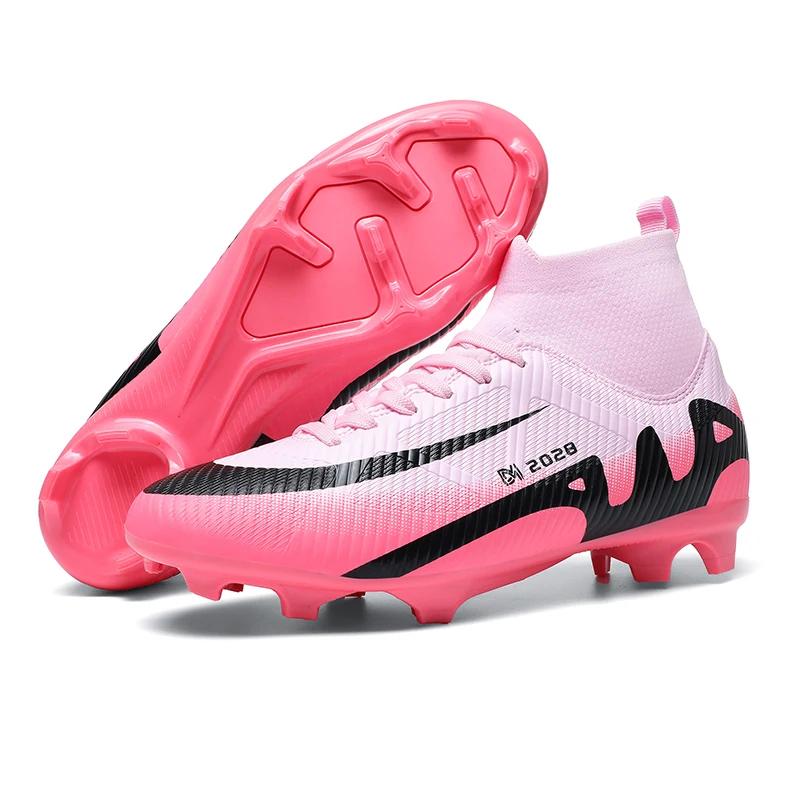 Fashion Pink Soccer Boots Men Professional Lightweight Sock Men's Football Shoe Outdoor Non-slip Original Football Boot Sneakers