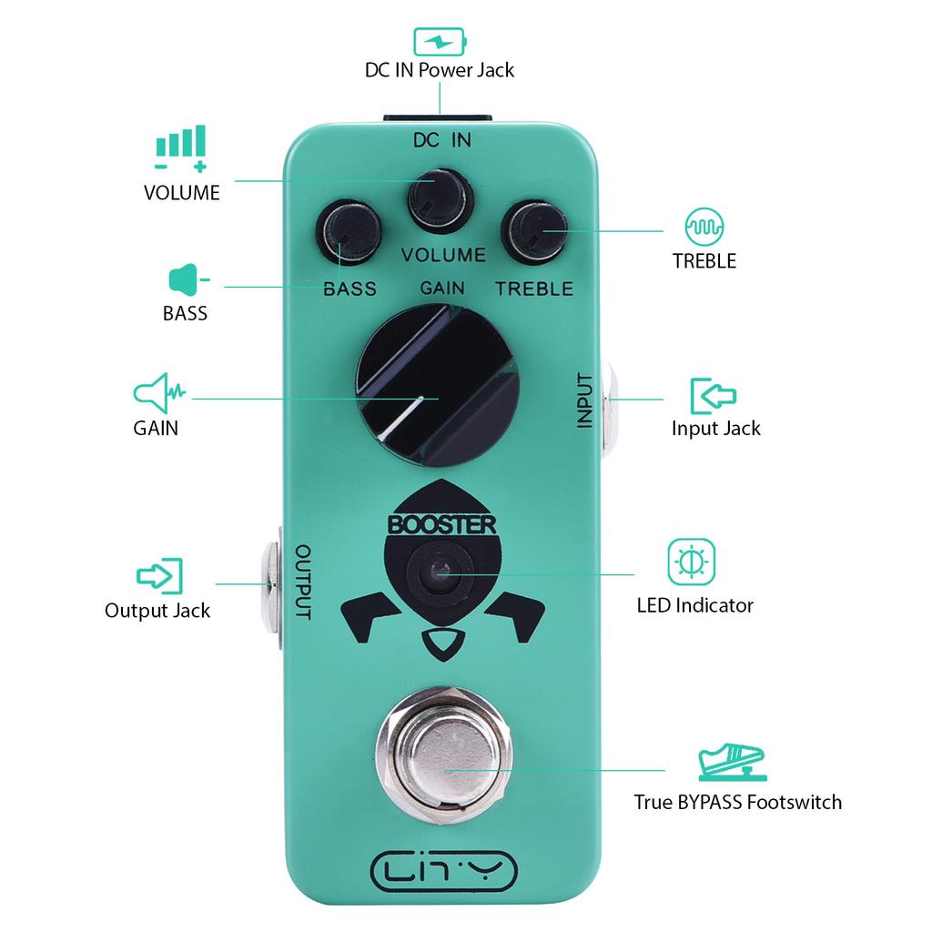 Lity Booster Guitar Pedal Mini Booster Effects Pedal Pure Clean Mini Boost for Electric Guitar