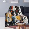 Border Collie In Geometric Camouflage Pattern Blankets Soft Flannel Throw Blanket Plush for Bed Living Room Picnic Travel Home