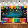 2D Colorful Crayon Blackboard Photography Backdrop, Children Art Class Background