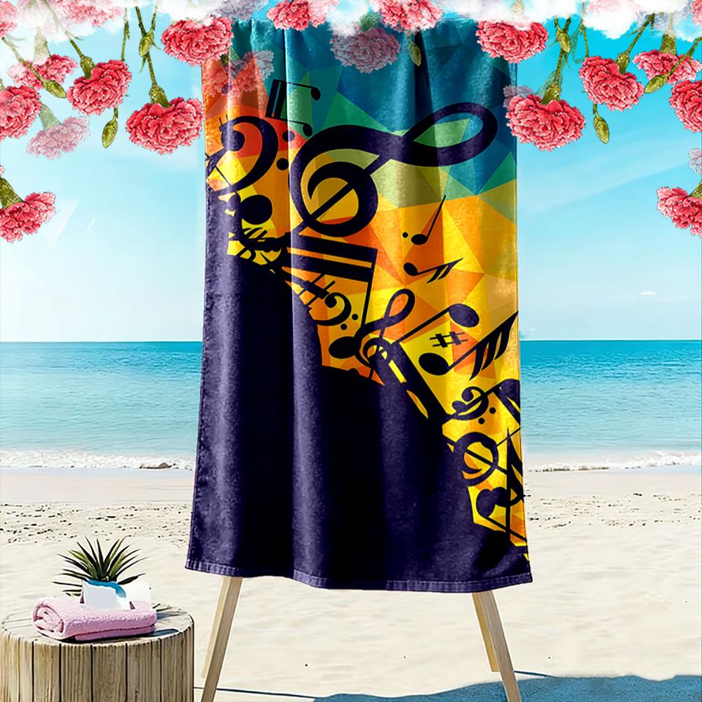 Harmonic Melody Vibrance Explosion Print Beach Towel, Quick Drying, Suitable for Travel, Outdoor Sports, Jogging, the Beach and Swimming, Gift