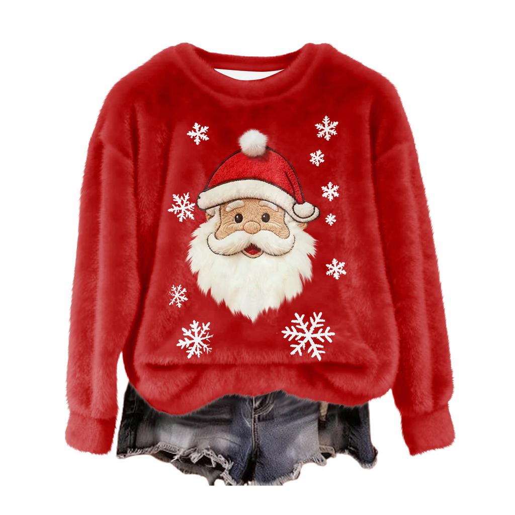 Women's Fashion Casual Round Neck Long Sleeve Top Printed Pullover Sweatshirt