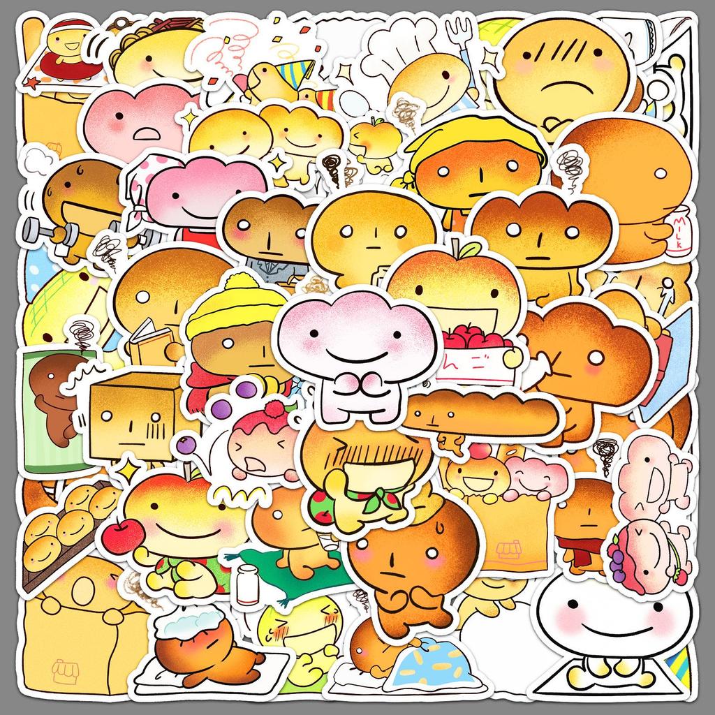 50pcs Cute Japanese Anime Burnt Toast Stickers: Waterproof Decor for Thermos, Phone Case, Computer