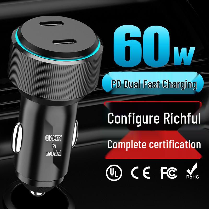Superschnelles 60W Autoladegerät für Apple, Samsung, Huawei - PD-Schnellladen kompatibel