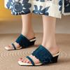 Retro ethnic style slippers for women in summer wearing 2025 new tassel vacation square toe fashion slippers