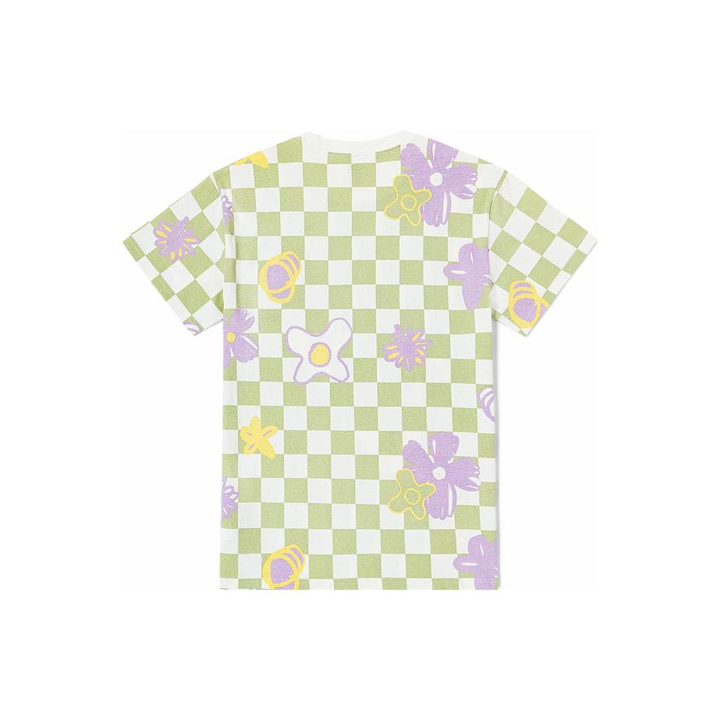 Vans Buntes Schachbrettmuster Rundhals Kurzarm T-Shirt Damen Oberteile Grün VN00091NC1D