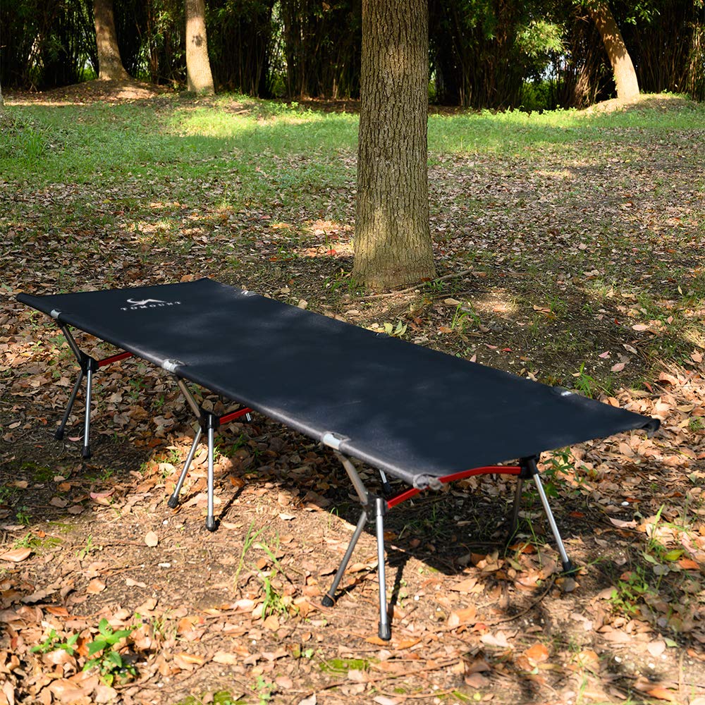 TOMOUNT Cot, Outdoor Bed, Camping Cot, High and Low, Folding Cot, 2WAYS, Load Capacity 150kg, Storage Case Included, Nap, Camping, Outdoor Use (Khaki)