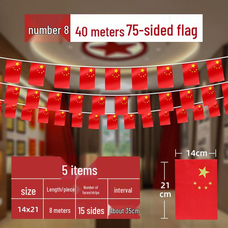 Free Shipping Five-Star China National Flag String for Decorations - Red Hanging Flags for National Day