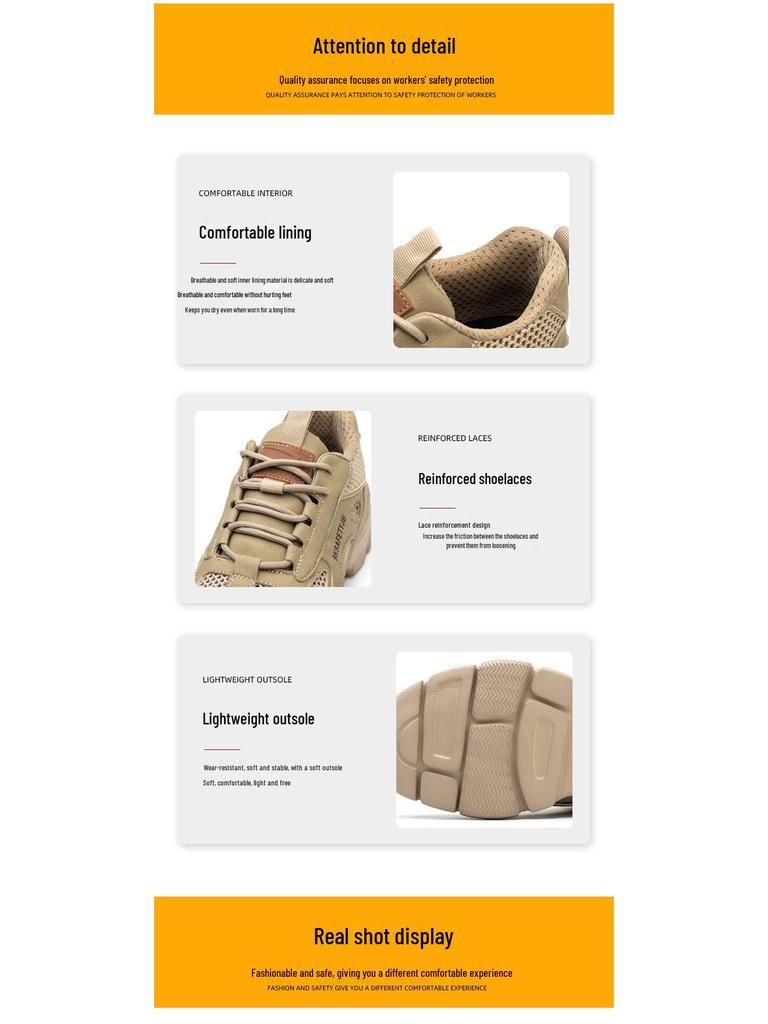 Steel Toe Breathable Work Shoes: Anti-Smash, Anti-Puncture, Comfortable, Lightweight, Safety Shoes for Long Hours Standing.