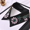 Vintage Women Sequins Detachable Collars Faux White Black False Collars Woman Tie Fashion Removable Diamond Fake Collar Women