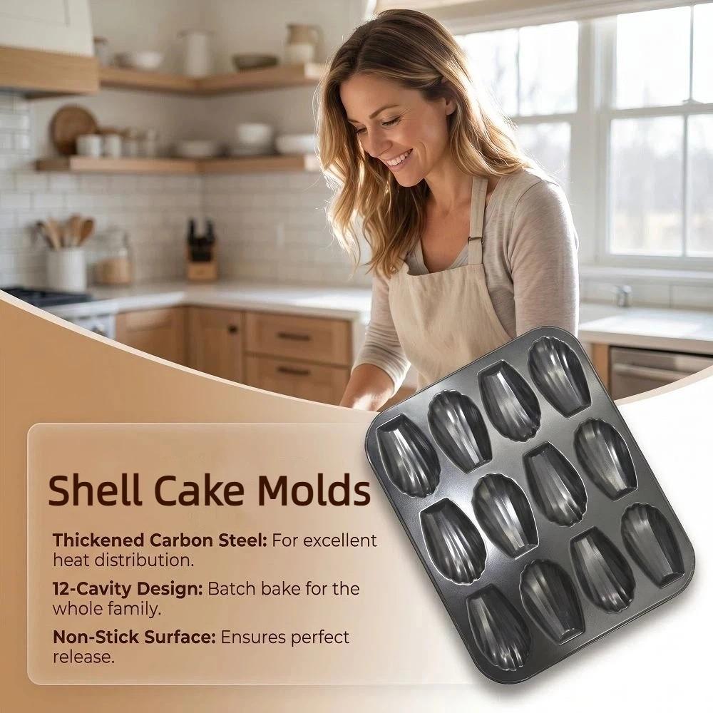 12 Hole Cake Mold Carbon Steel Baking Tray Sturdy Cupcake Mold Baking Tool