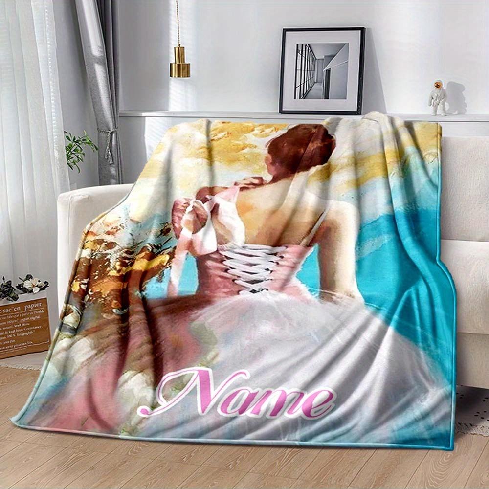 Ballet Girl'S Dancing Shoes Customize Your Name Outdoor Blanket Used For Chair Office Sofa Bed Camping Soft And Warm Giving Friends And Relatives