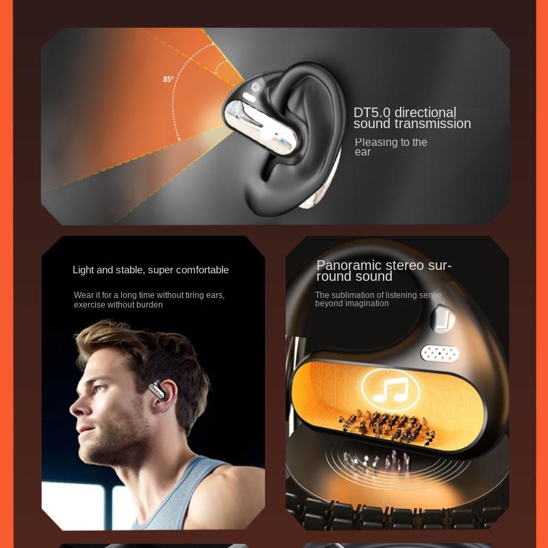 Nu intrați în ureche Căști Bluetooth fără fir Conducție fără osoasă Reducerea duratei de viață a bateriei ultra lungă Căști suspendate de zgomot