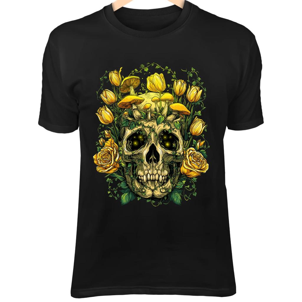 Spring Gothic Skull - Tulips, Ivy & Luminous Blooms Fantasy Art