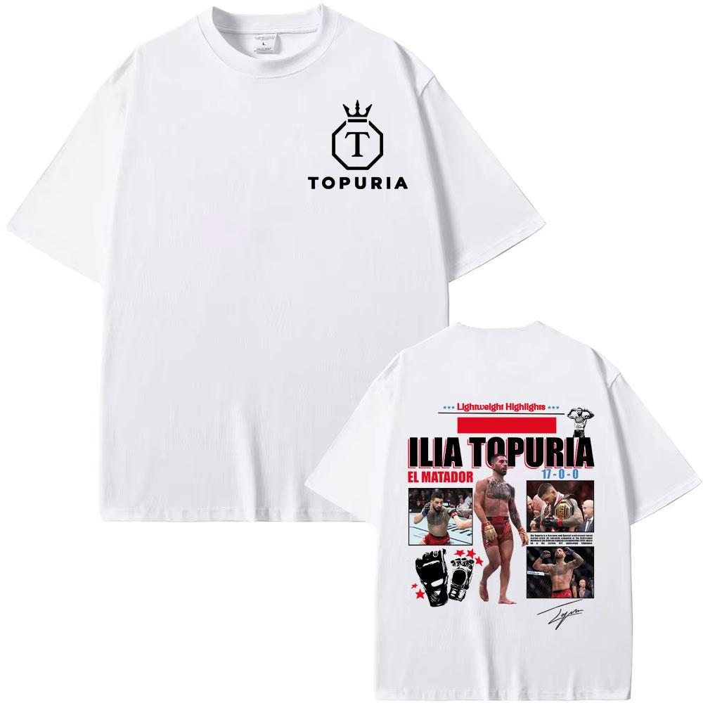 2025 Sommer Limited El Matador Ilia Topuria 100 Reine Baumwolle Bedrucktes T-Shirt Herrenbekleidung Vintage Klassisch Übergroß Mann Lässig