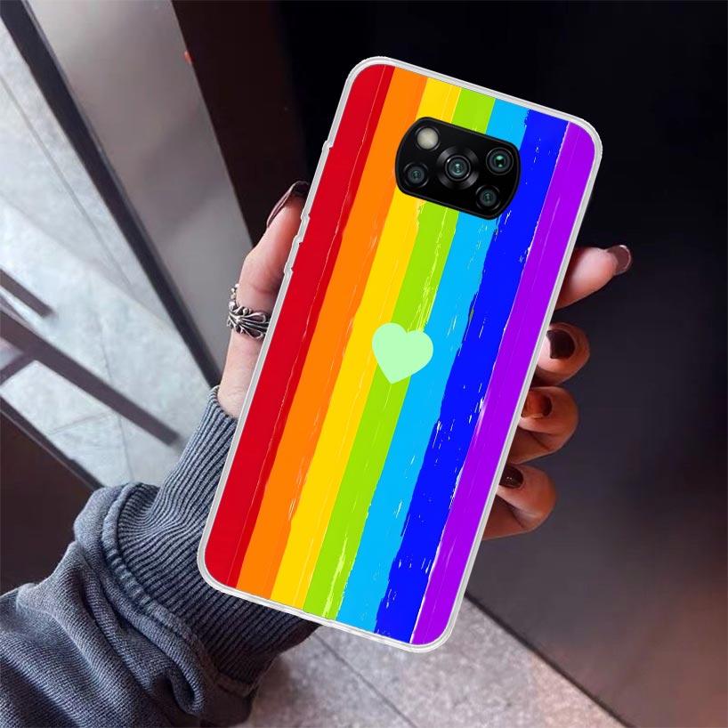 Rainbow Gradient Love Phone Case For Xiaomi Poco X5 X6 X7 Pro F7 Ultra M7 Redmi 15C 15 13C 13 12C 12 10 10C 10A 9 9C 9T 9A Cover