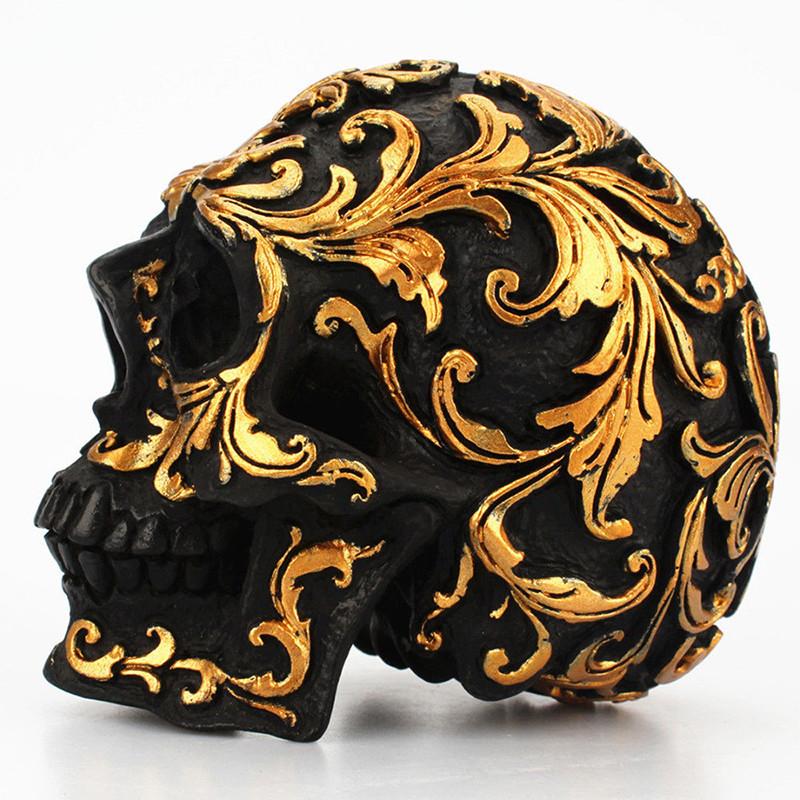 Elegante goldene Totenkopf-Figur Menschlicher Skelettkopf Perfekt für Halloween-Dekoration