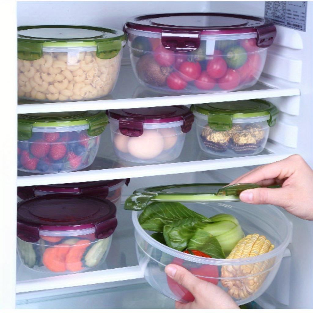 4Pcs Plastic Bowls with Lid Leakproof Food Storage Container Meal Prep Containers Bento Box, Microwave-Safe Round Lunch Boxes