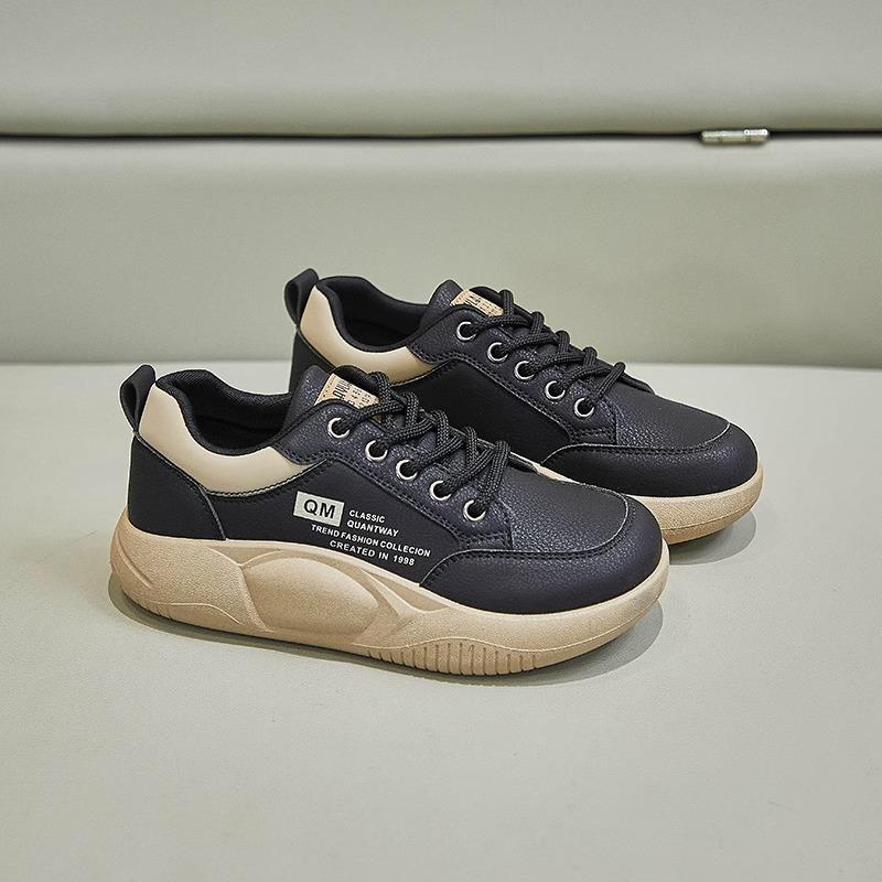 Fashion women's shoes leather sports shoes women's platform 2025 new soft-soled non-slip versatile small casual shoes single shoes